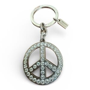 Coach Silver Peace Sign Keychain